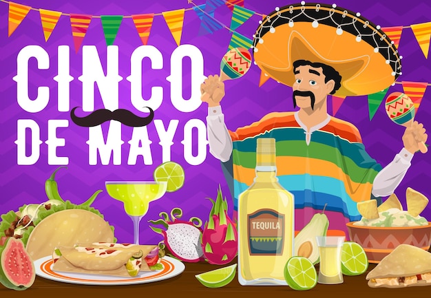 Cinco De Mayo 멕시코 명절 음식과 마리아치 디자인