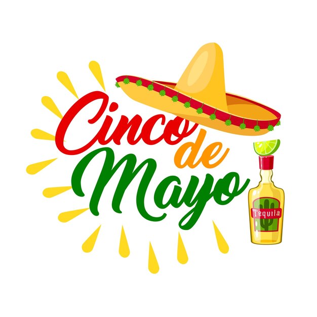 Cinco De Mayo Mexican Holiday Icon With Sombrero