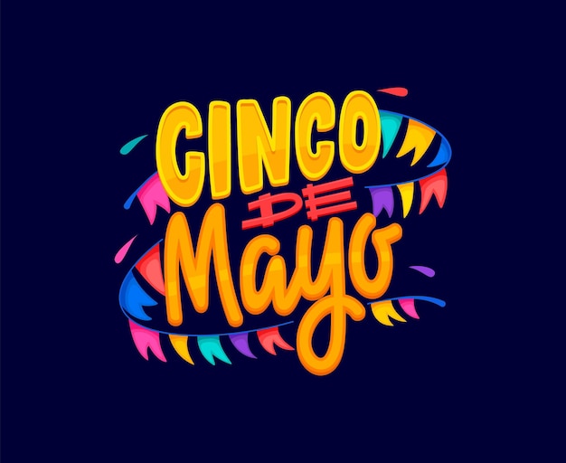 Cinco de mayo citazione di festa messicana con bandiere