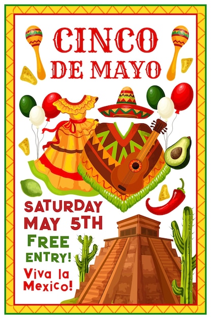 Cinco de mayo mexican vector party invitation