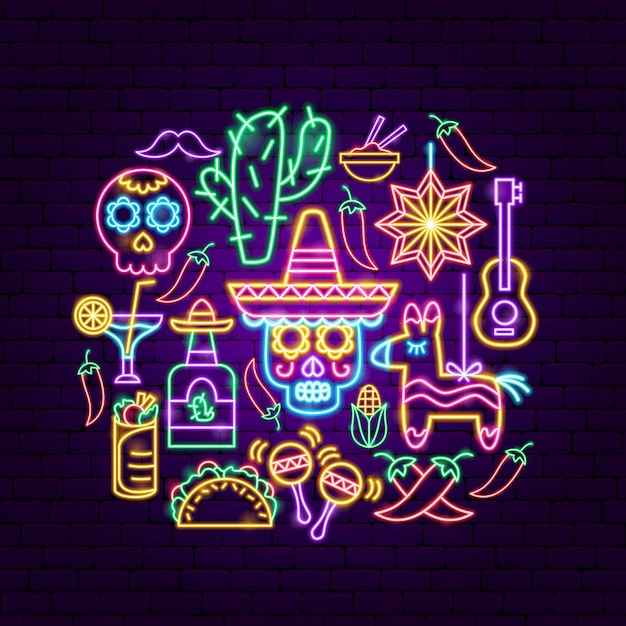 Cinco de mayo neon concept