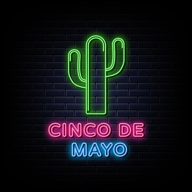 Cinco de Mayo ontwerpsjabloon neon stijl