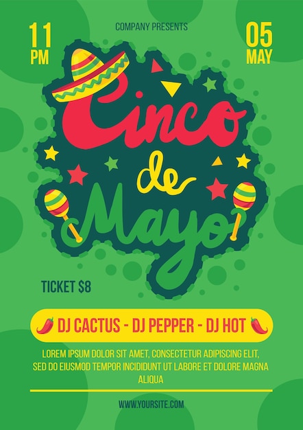 Cinco de Mayo 파티 축제 포스터 벡터 템플릿