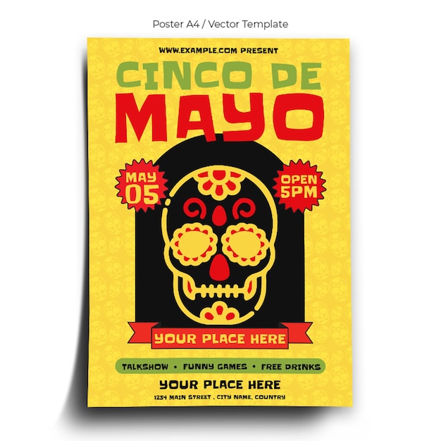 cinco de mayo party poster template