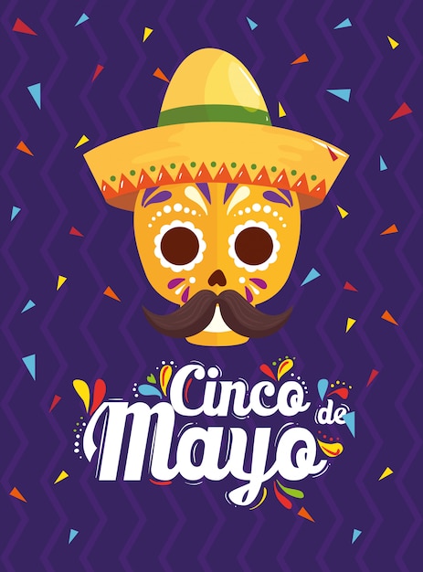 Cinco de mayo poster met schedelornamenten