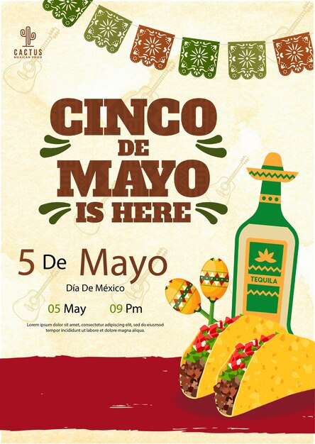 Вектор Плакат cinco de mayo (пятый май)