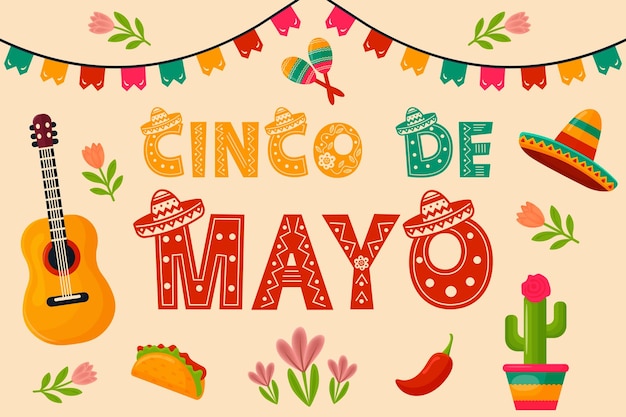 cinco de mayo set flat vector illustration
