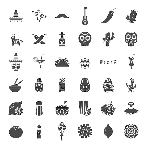 Cinco de Mayo Solid Web Icons