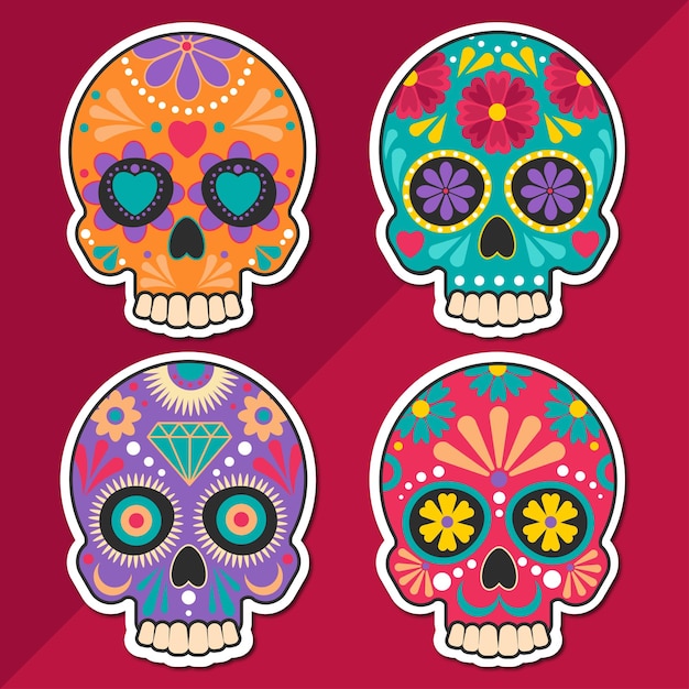 Vector cinco de mayo sugar skulls