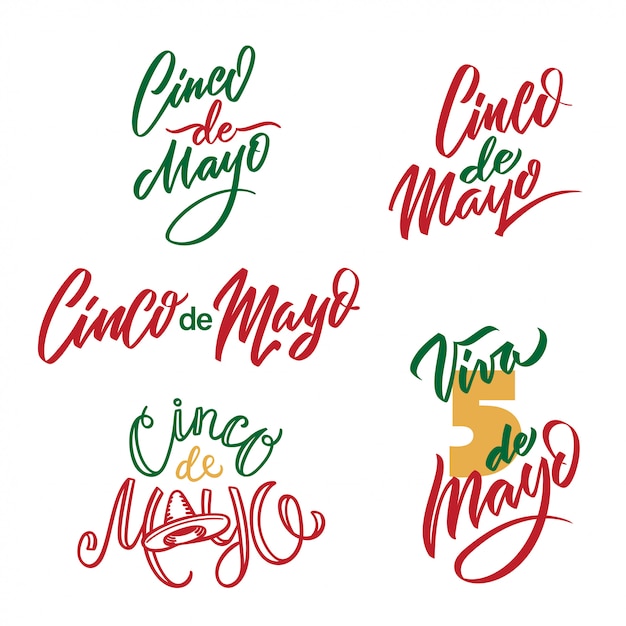 Cinco de Mayo typografie Set. 5 mei op Spaanse vakantie vector kalligrafie.