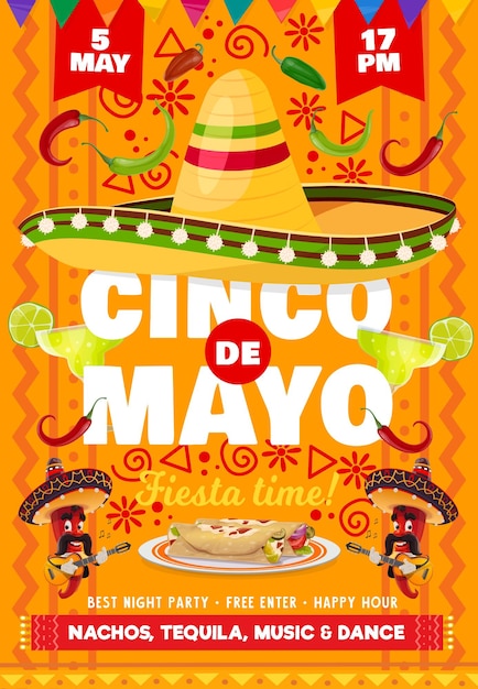 Vector cinco de mayo vector flyer with mexican symbols