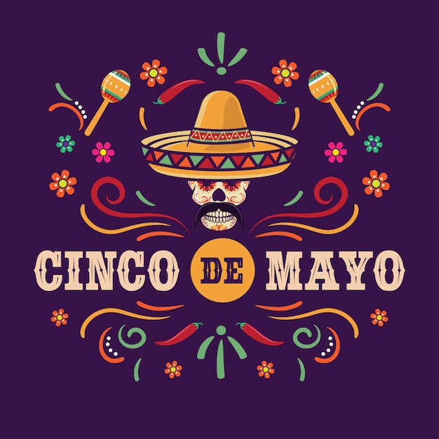 Illustrazione di vettore di cinco de mayo, il 5 maggio