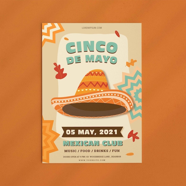 Шаблон вертикального плаката Cinco De Mayo