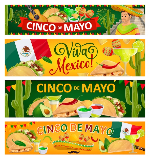 Cinco de Mayo and Viva Mexico holiday banners