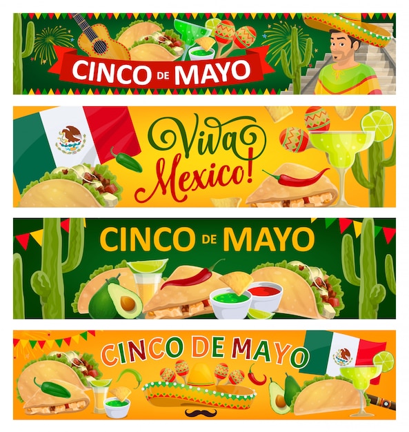 Banner per le vacanze cinco de mayo e viva mexico