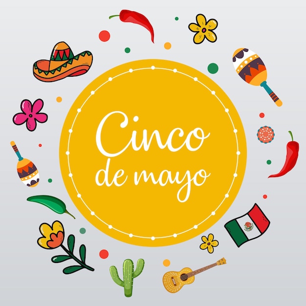 Cinco de mayo with lettering may 5 federal holiday in mexico cinco de mayo vector