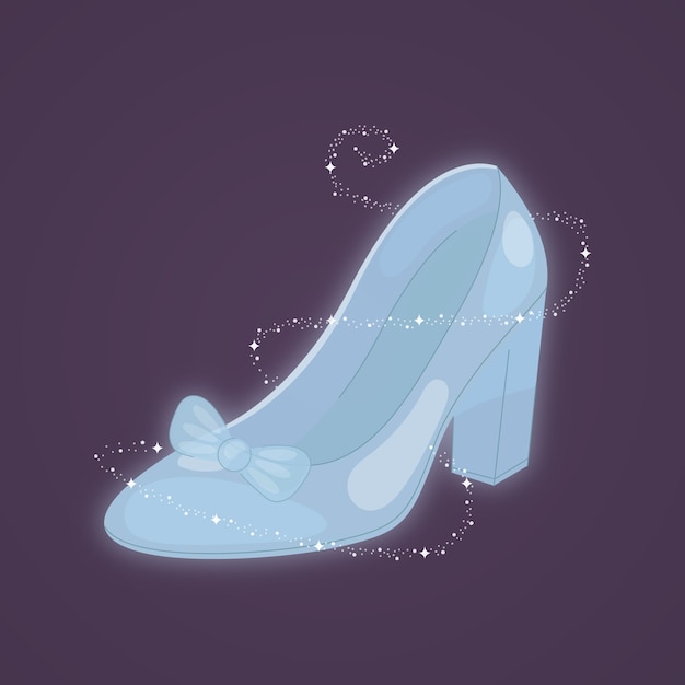 Vector cinderella's lost glass shoe with bow tie