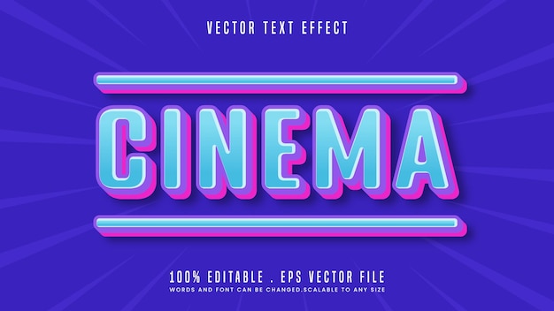 Cinema 3d text effect editable retro font style