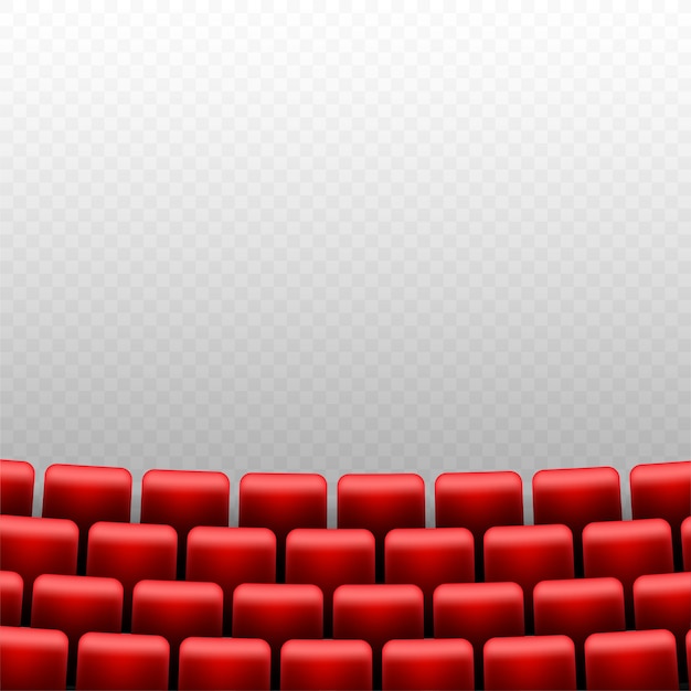 Cinema auditorium with screen and red seats 