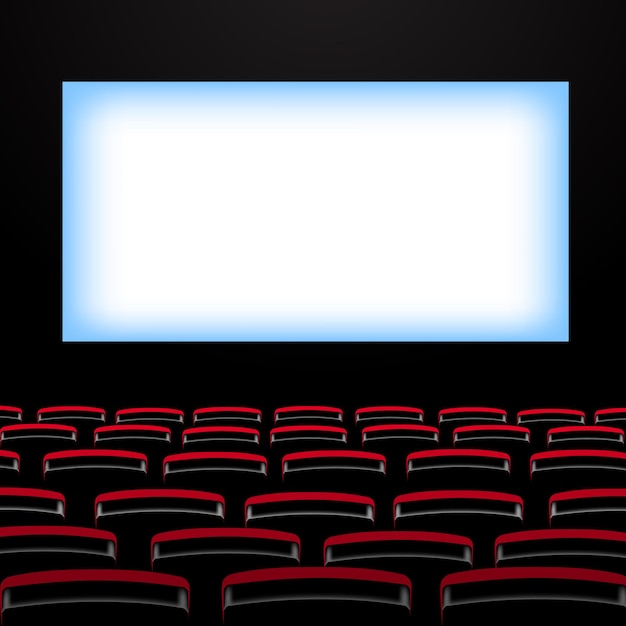 Cinema auditorium with screen and seats.