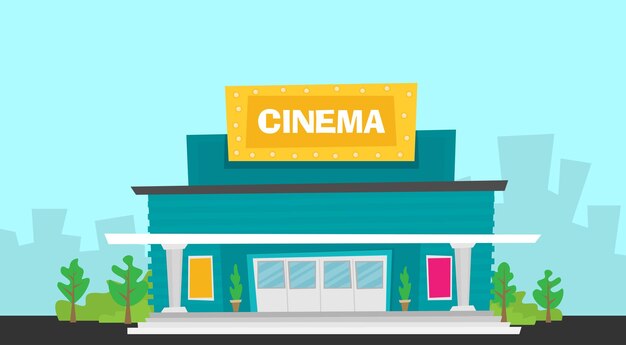 Cinema building flat style Movie Theater