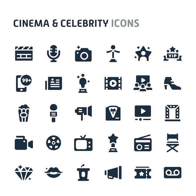 Cinema & celebrity icon set. fillio black icon series.