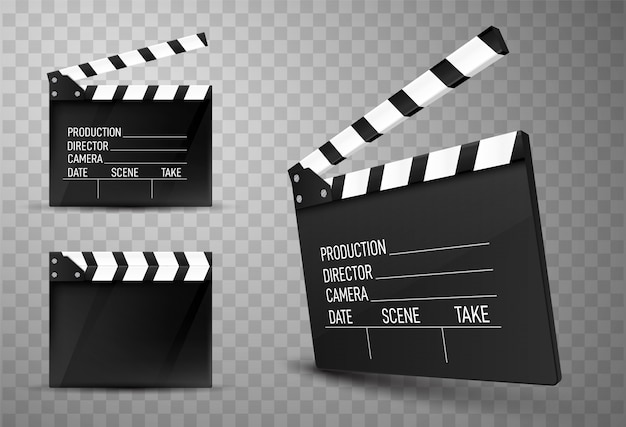 Vector cinema clapper boards isolated. movie clappers