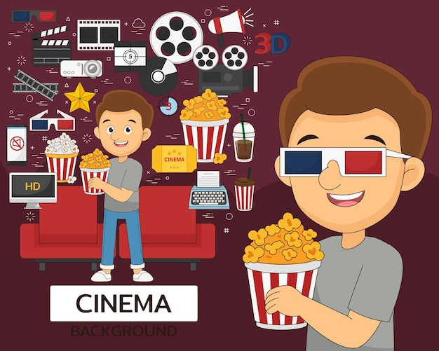 Cinema concept background. flat icons