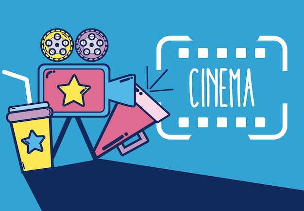 Вектор cinema cute элементы мультфильмов дизайн