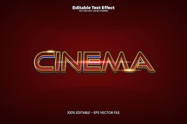 Вектор Кино редактируемый текстовый эффект в современном трендовом стиле