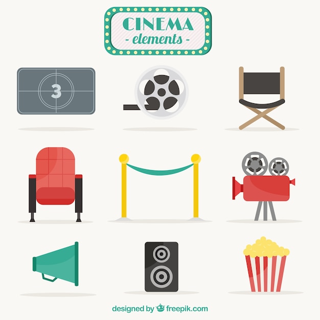 Cinema elements in flat design