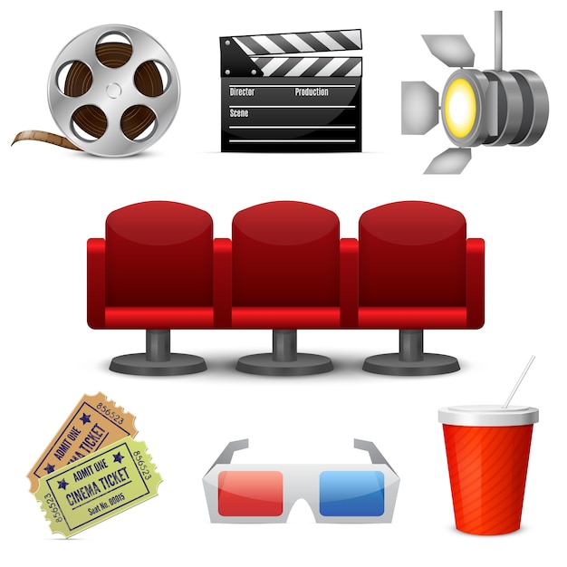 Icone decorative di intrattenimento del cinema