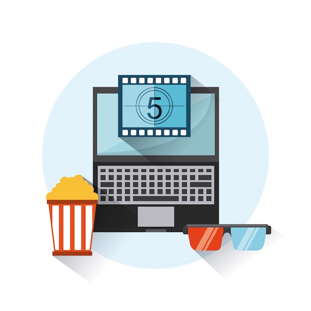 Vector cinema entertainment set flat icons