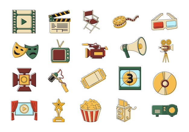 Vector cinema equipment tools element collection