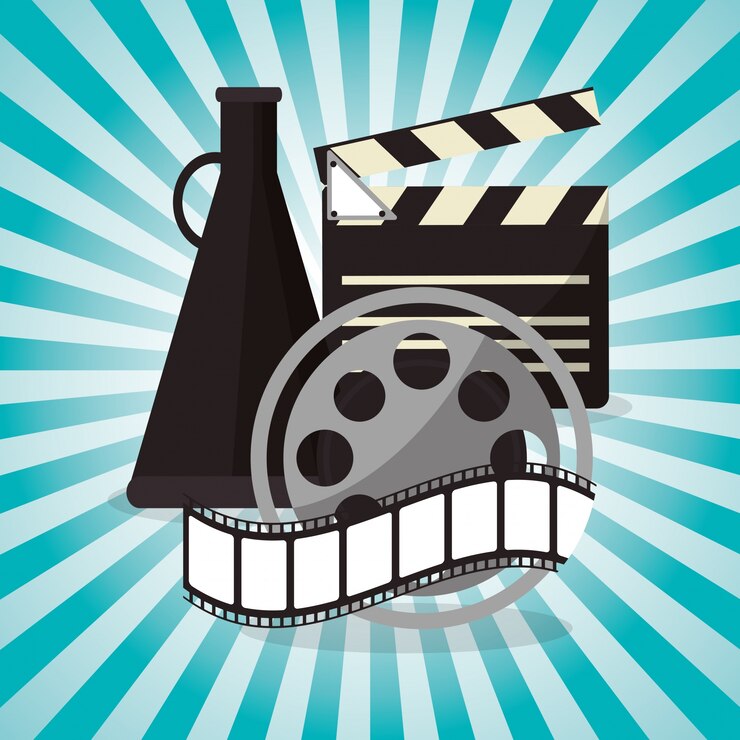 वेक्टर cinema film reel strip with speaker design