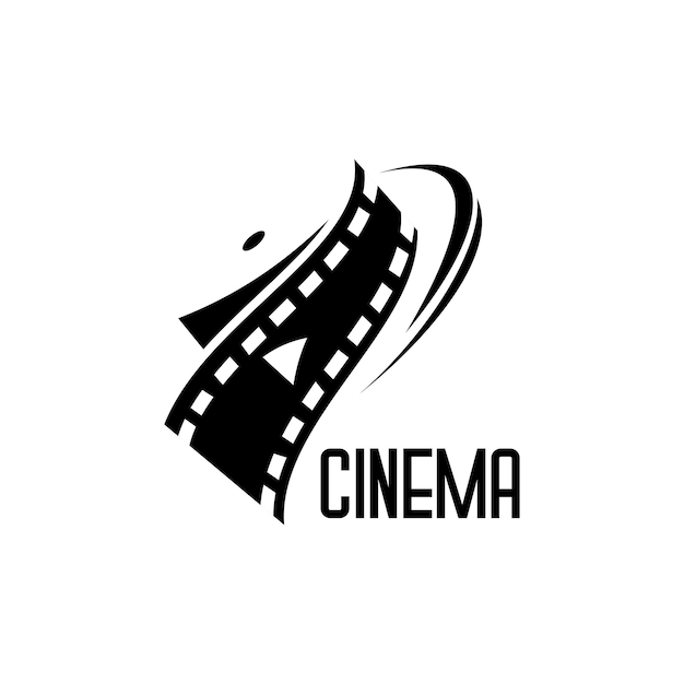 Vettore di progettazione del logo del rotolo di pellicola cinematografica