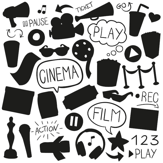 Cinema film silhouet vorm illustraties ontwerpen