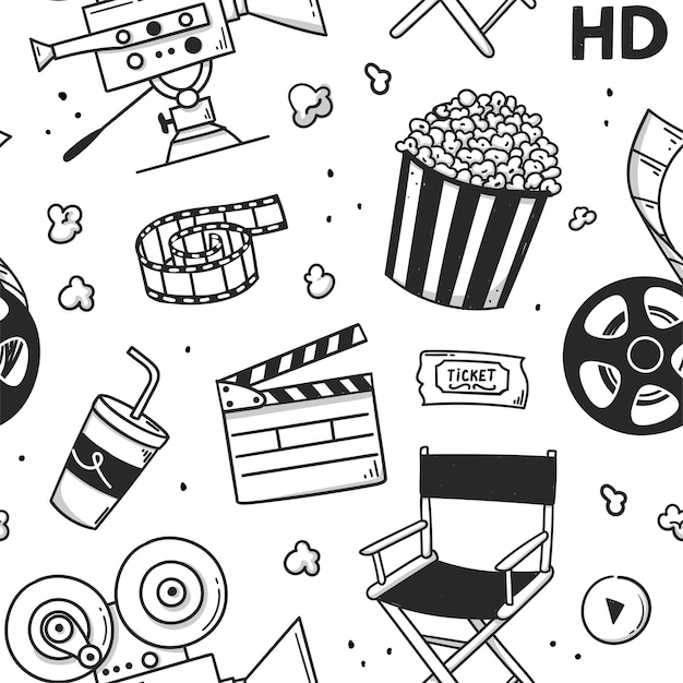 Cinema disegno a mano di una telecamera da cinema