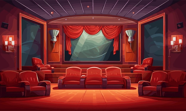 Vector cinema interior vector flat minimalistic isolated vector style illustration