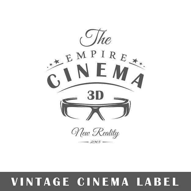 Vector cinema label isolated on white background