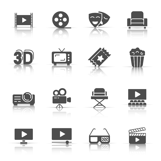 Vector cinema line icon in flat style entertainment set vector illustration on white isolated background movie media business concept