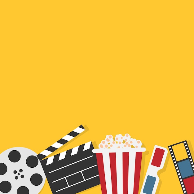 Vector cinema movie copy space on yellow background movie and cinema video concept.