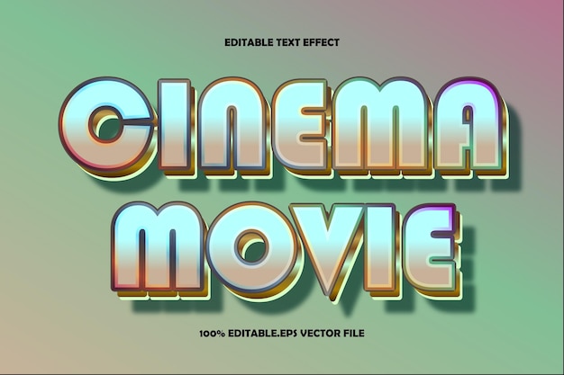 Cinema Movie Editable Text Effect 3D Emboss Gradient Style