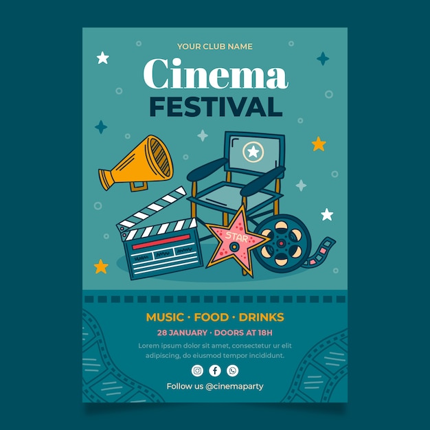 Cinema and movie festival vertical poster template