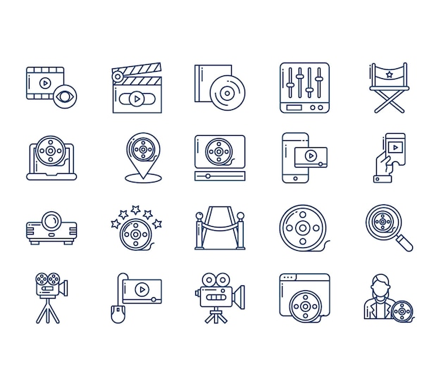 Vector cinema and  movie icon set