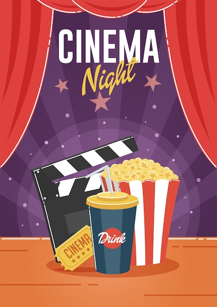 Serata al cinema può essere utilizzato per flyer, poster, banner, annunci e sfondo del sito web