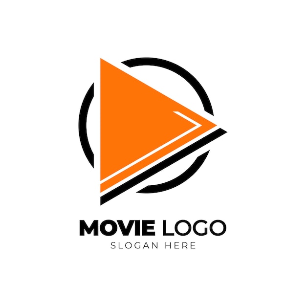ベクトル 円と矢印のコンセプトを持つシネマプレイ映画のロゴ