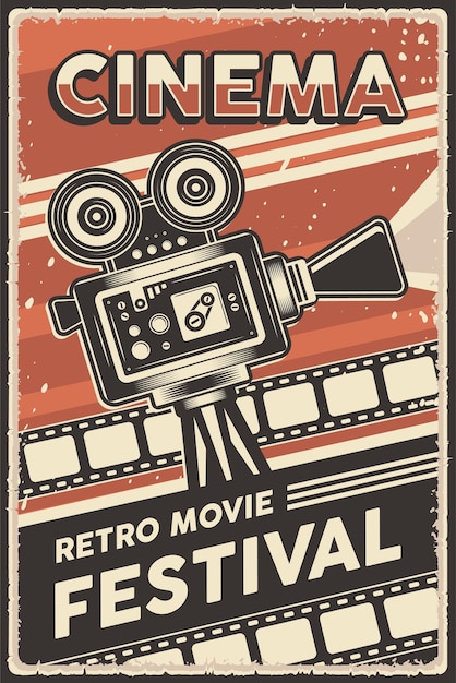 Vector cinema retro movie festival poster