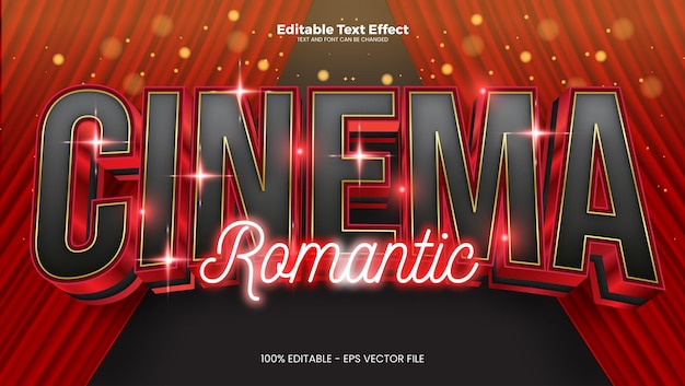 Cinema Romantic editable text effect in modern trend style