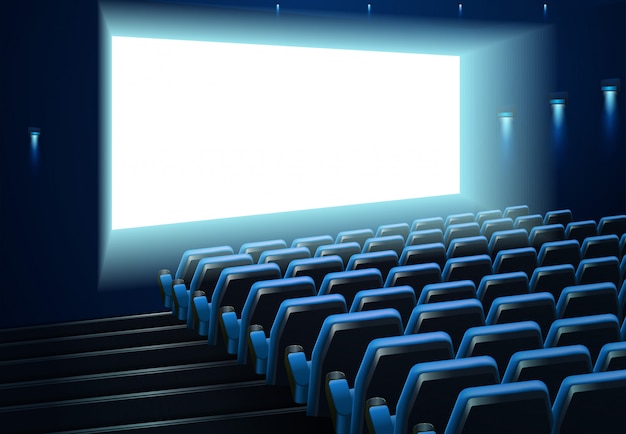 Cinema screen in blue audience